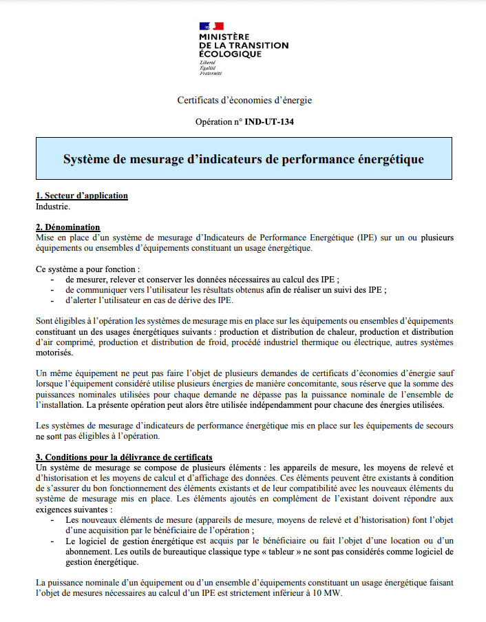 première page fiche CEE IND-UT-134